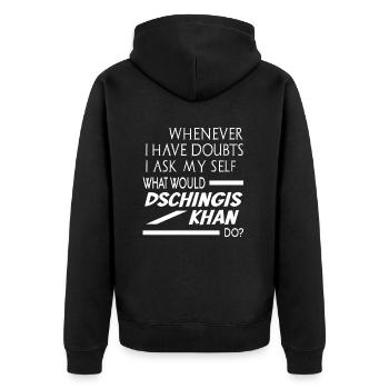 What would Genghis Khan do - Unisex Premium Organic Zip Hoodie - black - Back - Nico (187cm)