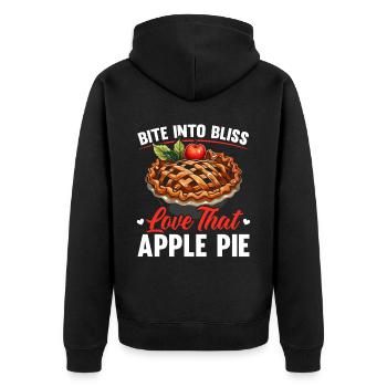Apfelkuchen Dessert Lebensmittelliebhaber Feinschmecker Amerikanischer Bäcker - Unisex Premium Bio Zip Hoodie - Schwarz - Hinten - Nico (187cm)