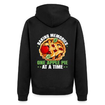 Apfelkuchen Dessert Lebensmittelliebhaber Feinschmecker Amerikanischer Bäcker - Unisex Premium Bio Zip Hoodie - Schwarz - Hinten - Nico (187cm)