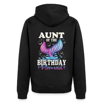 Aunt Of The Birthday Girl - Unisex Premium Bio Zip Hoodie - Schwarz - Hinten - Nico (187cm)