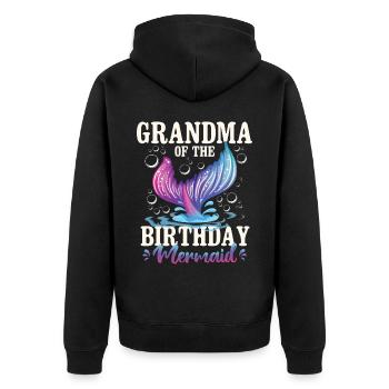 Grandma Of The Birthday Girl - Unisex Premium Bio Zip Hoodie - Schwarz - Hinten - Nico (187cm)