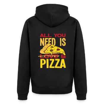 All I need is pizza - Unisex Premium Organic Zip Hoodie - black - Back - Nico (187cm)