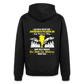 Jakobsweg Für Pilger Wanderer Pilgerweg Camino de - Unisex Premium Bio Zip Hoodie - Schwarz - Hinten - Nico (187cm)
