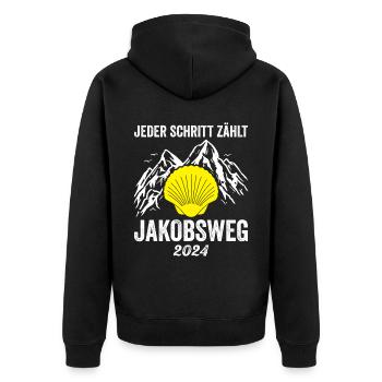 Jakobsweg Für Pilger Wanderer Pilgerweg Camino de - Unisex Premium Bio Zip Hoodie - Schwarz - Hinten - Nico (187cm)