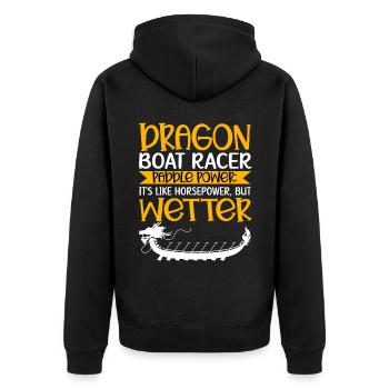 Lustige Drachenboot-Rennfahrer Paddel Pferdestärke - Unisex Premium Bio Zip Hoodie - Schwarz - Hinten - Nico (187cm)