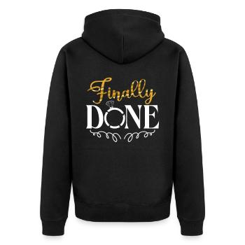 Happy Divorce Party Finally Done - Unisex Premium Bio Zip Hoodie - Schwarz - Hinten - Nico (187cm)