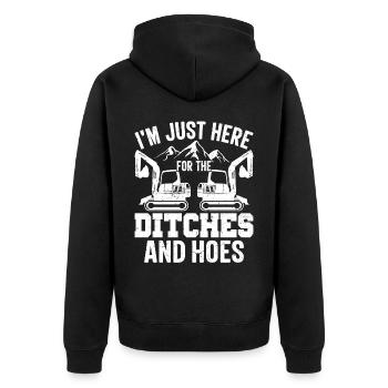 Funny excavator operator HEO - Unisex Premium Organic Zip Hoodie - black - Back - Nico (187cm)