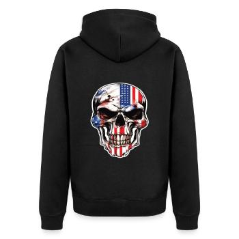 Skulls Skull America Flag Skull Bone - Unisex Premium Organic Zip Hoodie - black - Back - Nico (187cm)