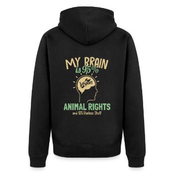 Mon cerveau est composé à 95% de végétaliens à base de plantes à base de droits des animaux - Veste à capuche bio Premium Unisexe - noir - Dos - Nico (187cm)