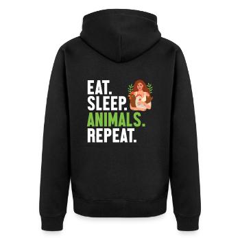 Eat Sleep Animals Repeat Vegan Vegans Veganism - Unisex Premium Organic Zip Hoodie - black - Back - Nico (187cm)