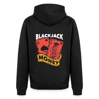Classic Blackjack Money Casino Card Game Dealer - Unisex Premium Organic Zip Hoodie - black - Back - Nico (187cm)