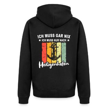 Heiligenhafen - Unisex Premium Bio Zip Hoodie - Schwarz - Hinten - Nico (187cm)