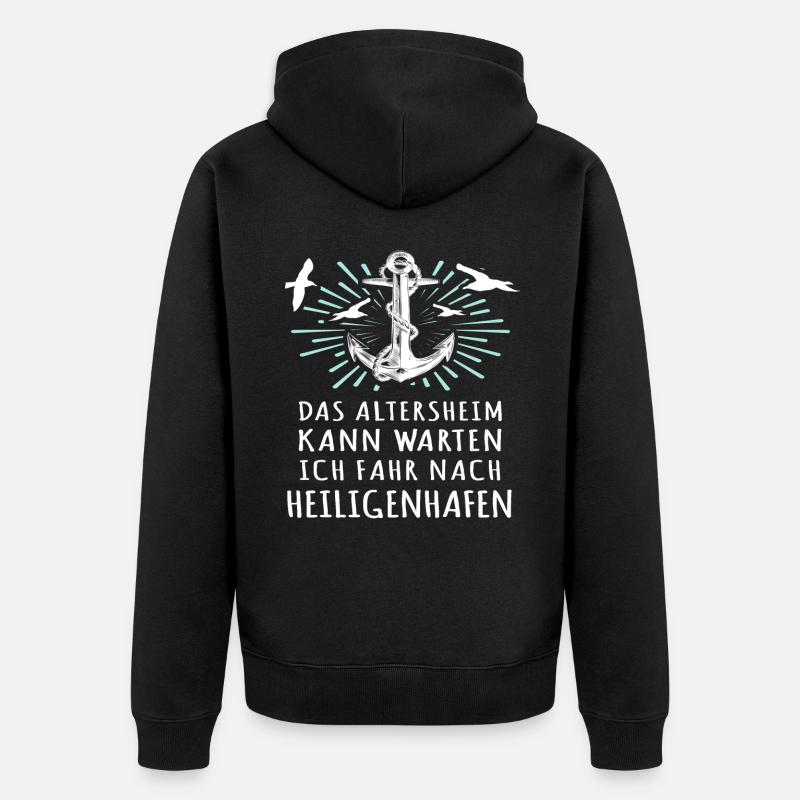 Heiligenhafen Sprüche - Unisex Premium Bio Zip Hoodie - Schwarz