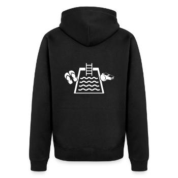 Schwimmmeister - Unisex Premium Bio Zip Hoodie - Schwarz - Hinten - Nico (187cm)