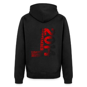 2014 Septembre Edition Limitée Décoration du 9ème anniversaire - Veste à capuche bio Premium Unisexe - noir - Dos - Nico (187cm)