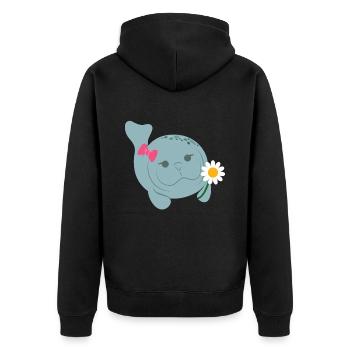 Manatee Cute Manatee Manatee Manatee - Unisex Premium Organic Zip Hoodie - black - Back - Nico (187cm)