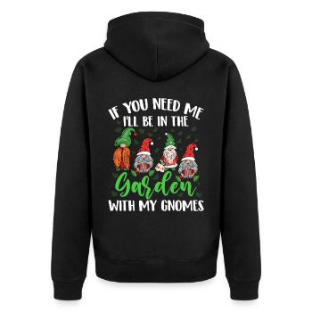 Lustiger Gartenzwerg Gartenarbeit Zwerggarten - Unisex Premium Bio Zip Hoodie - Schwarz - Hinten - Nico (187cm)