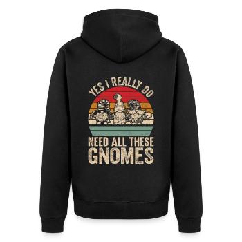 Funny garden gnome gardening dwarf garden - Unisex Premium Organic Zip Hoodie - black - Back - Nico (187cm)