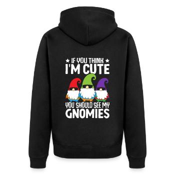 Funny garden gnome gardening dwarf garden - Unisex Premium Organic Zip Hoodie - black - Back - Nico (187cm)