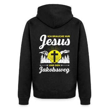 Jakobsweg Für Pilger Wanderer Pilgerweg Camino de - Unisex Premium Bio Zip Hoodie - Schwarz - Hinten - Nico (187cm)