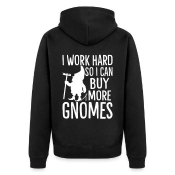 Funny garden gnome gardening dwarf garden - Unisex Premium Organic Zip Hoodie - black - Back - Nico (187cm)