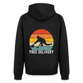 Curling Curling players - Unisex Premium Organic Zip Hoodie - black - Back - Nico (187cm)