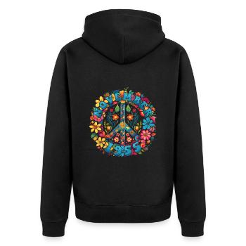 Flower Power Hippie Birthday - November 1955 - Unisex Premium Organic Zip Hoodie - black - Back - Nico (187cm)
