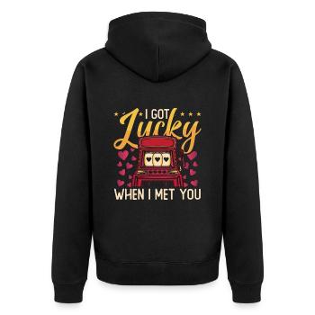 Slots Machine I Got Lucky When I Met Casino Slots - Unisex Premium Organic Zip Hoodie - black - Back - Nico (187cm)