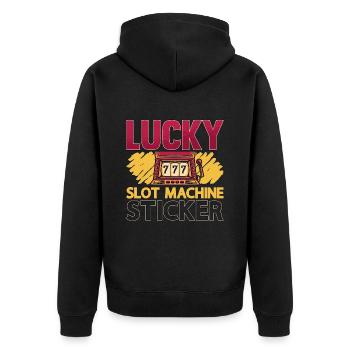 Slots Machine Lucky Slot Machine Sticker Casino - Unisex Premium Organic Zip Hoodie - black - Back - Nico (187cm)