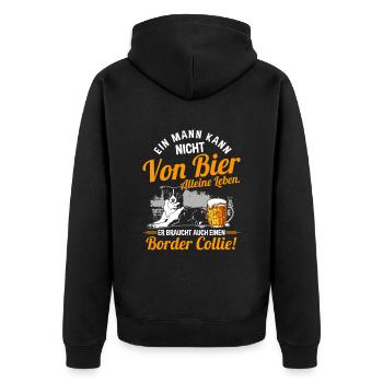 Ein Mann Kann Nicht Von Bier Alleine Leben Hund - Unisex Premium Bio Zip Hoodie - Schwarz - Hinten - Nico (187cm)