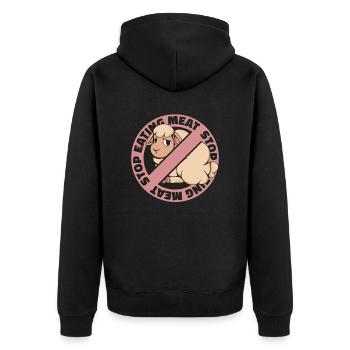 Hören Sie auf, Fleisch zu essen Veganer auf pflanzlicher Basis Veganer Veganismus - Unisex Premium Bio Zip Hoodie - Schwarz - Hinten - Nico (187cm)