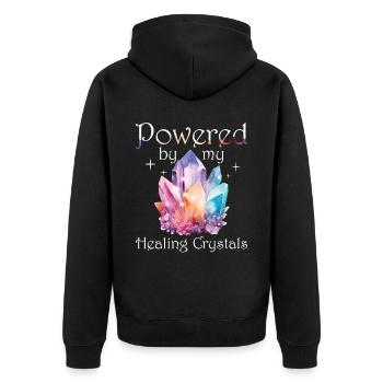 Funny Gemstone Chakra Healer Spiritual - Unisex Premium Organic Zip Hoodie - black - Back - Nico (187cm)