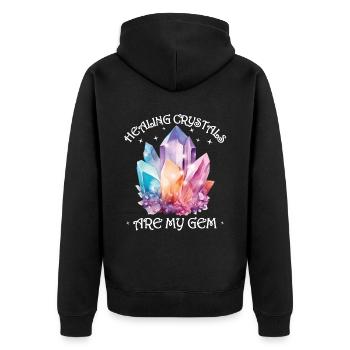 Funny Gemstone Chakra Healer Spiritual - Unisex Premium Organic Zip Hoodie - black - Back - Nico (187cm)