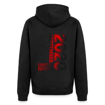 2020 Septembre Édition Limitée 3ème Décoration Anniversaire - Veste à capuche bio Premium Unisexe - noir - Dos - Nico (187cm)