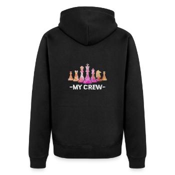 Schach - Unisex Premium Bio Zip Hoodie - Schwarz - Hinten - Nico (187cm)