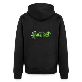 Hacker - Unisex Premium Bio Zip Hoodie - Schwarz - Hinten - Nico (187cm)