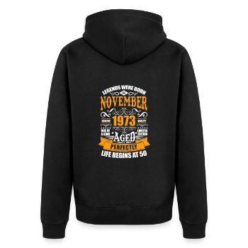 November 1973 50th birthday 50 years gift - Unisex Premium Organic Zip Hoodie - black - Back - Nico (187cm)