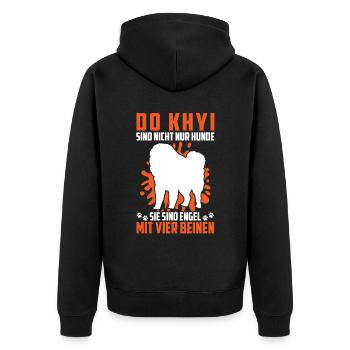 Habe einen Do Khyi Tibetanische Dogge - Unisex Premium Bio Zip Hoodie - Schwarz - Hinten - Nico (187cm)