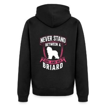 Fille et son Briard Berger de Brie - Veste à capuche bio Premium Unisexe - noir - Dos - Nico (187cm)