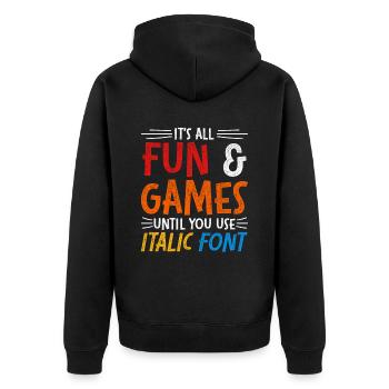 Dyslexia dyslexic - Unisex Premium Organic Zip Hoodie - black - Back - Nico (187cm)