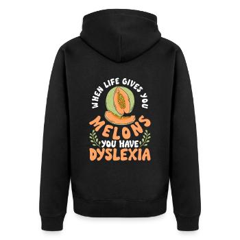 Legasthenie Legastheniker - Unisex Premium Bio Zip Hoodie - Schwarz - Hinten - Nico (187cm)