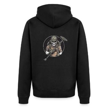 Sondengänger Sondler sondeln Vintage - Unisex Premium Bio Zip Hoodie - Schwarz - Hinten - Nico (187cm)