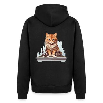 Schachbrettspiel Schachmatt Strategie Schachspieler - Unisex Premium Bio Zip Hoodie - Schwarz - Hinten - Nico (187cm)