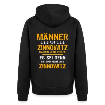Zinnowitz Mann Zinnowitzer Männer - Unisex Premium Bio Zip Hoodie - Schwarz - Hinten - Nico (187cm)