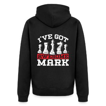 Schachbrettspiel Schachmatt Strategie Schachspieler - Unisex Premium Bio Zip Hoodie - Schwarz - Hinten - Nico (187cm)