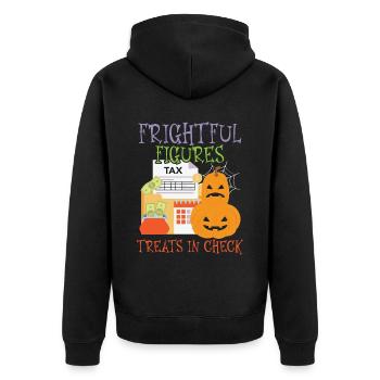 Terrible Figurines Treats in Check Halloween - Unisex Premium Organic Zip Hoodie - black - Back - Nico (187cm)