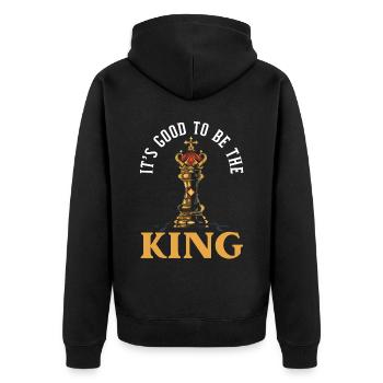 Schachbrettspiel Schachmatt Strategie Schachspieler - Unisex Premium Bio Zip Hoodie - Schwarz - Hinten - Nico (187cm)