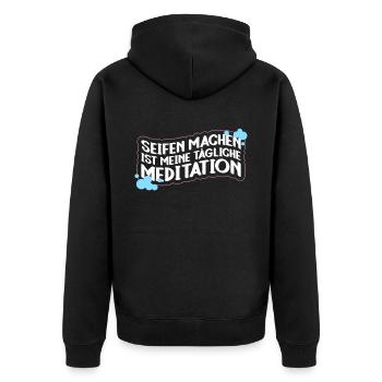 Seifen Machen Ist Meine Tägliche Meditation - - Unisex Premium Bio Zip Hoodie - Schwarz - Hinten - Nico (187cm)
