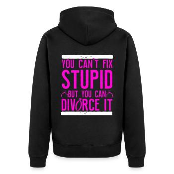 Happy Divorce Party You Can't Fix - Unisex Premium Bio Zip Hoodie - Schwarz - Hinten - Nico (187cm)