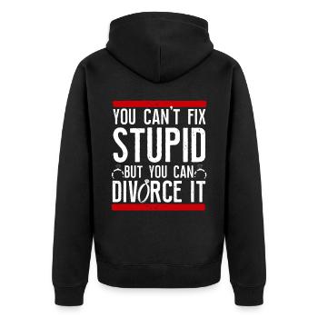 Happy Divorce Party You Can't Fix - Unisex Premium Bio Zip Hoodie - Schwarz - Hinten - Nico (187cm)
